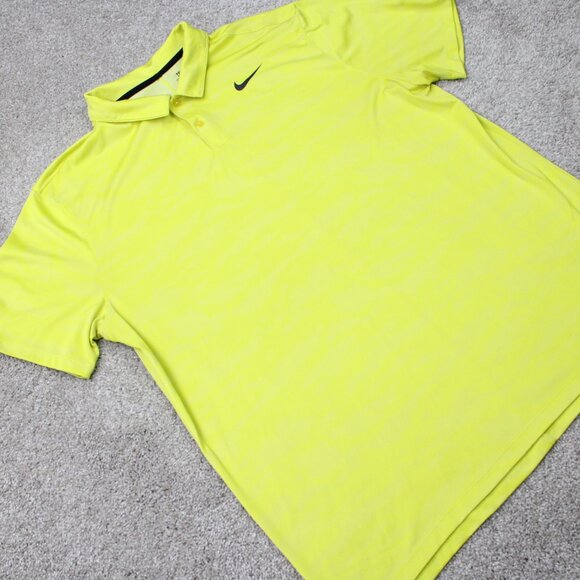 Nike Golf Polo Mens XL Yellow Icon Jacquard Camo Standard Fit Dri-Fit S/S - Picture 7 of 15